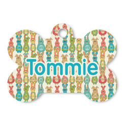 Fun Easter Bunnies Bone Shaped Dog ID Tag - Large (Personalized)
