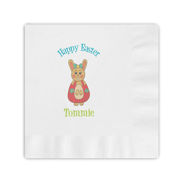 Custom Fun Easter Bunnies Coined Cocktail Napkins (Personalized)