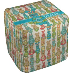 Fun Easter Bunnies Cube Pouf Ottoman - 13" (Personalized)