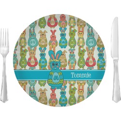Fun Easter Bunnies Glass Lunch / Dinner Plate 10" (Personalized)