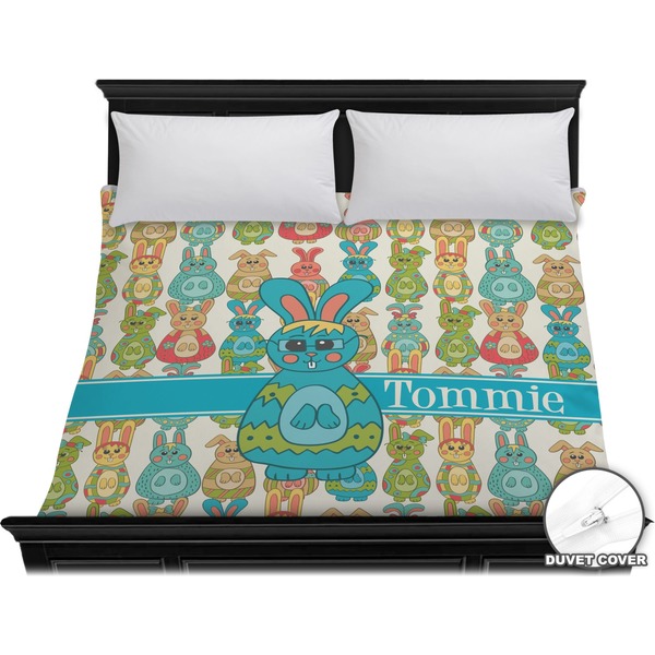 Custom Fun Easter Bunnies Duvet Cover - King (Personalized)