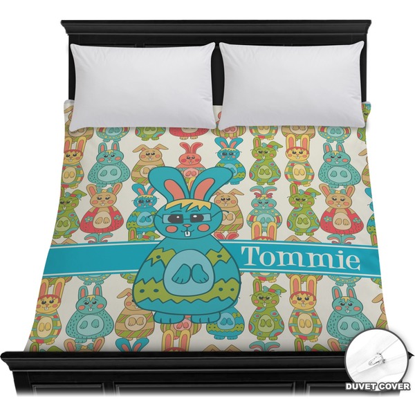 Custom Fun Easter Bunnies Duvet Cover - Full / Queen (Personalized)