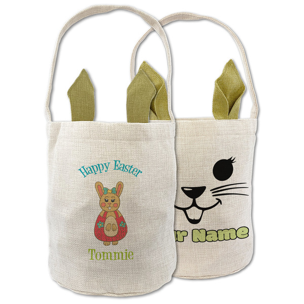 Custom Fun Easter Bunnies Double Sided Easter Basket (Personalized)