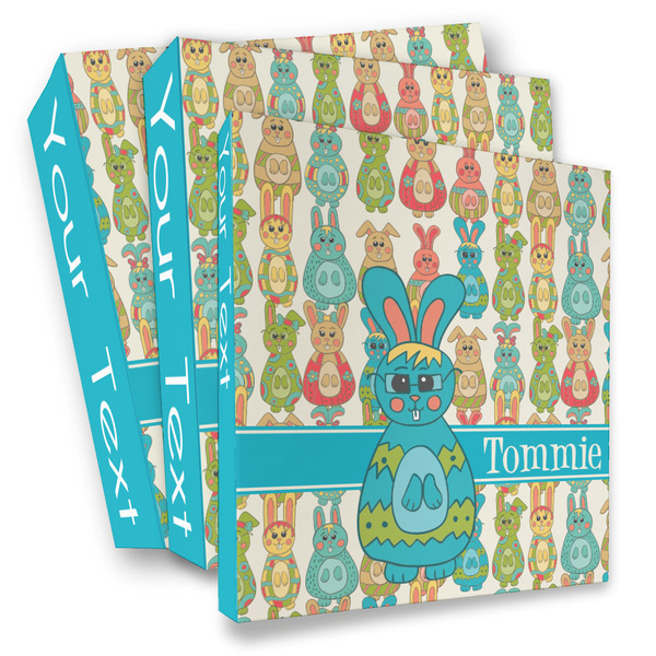 Custom Fun Easter Bunnies 3 Ring Binder - Full Wrap (Personalized)