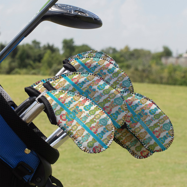 Custom Fun Easter Bunnies Golf Club Iron Cover - Set of 9 (Personalized)