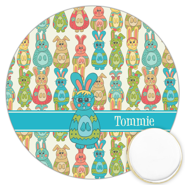 Custom Fun Easter Bunnies Printed Cookie Topper - 3.25" (Personalized)