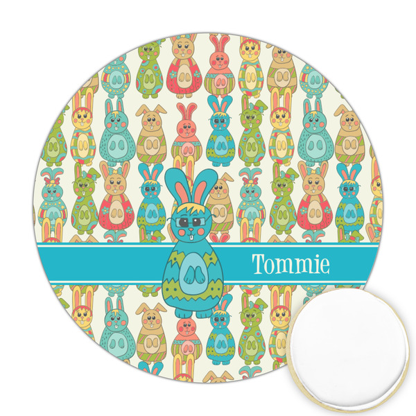 Custom Fun Easter Bunnies Printed Cookie Topper - Round (Personalized)