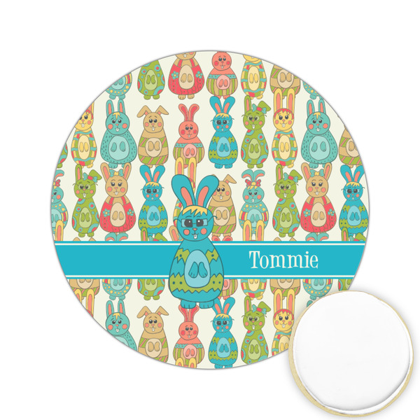 Custom Fun Easter Bunnies Printed Cookie Topper - 2.15" (Personalized)