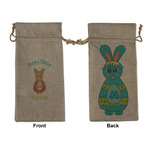 Fun Easter Bunnies Large Burlap Gift Bag - Front & Back (Personalized)