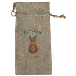 Fun Easter Bunnies Large Burlap Gift Bag - Front (Personalized)