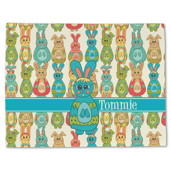 Custom Fun Easter Bunnies Single-Sided Linen Placemat - Single w/ Name or Text