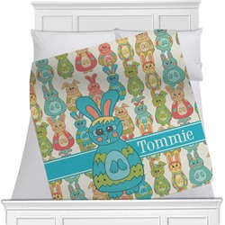 Fun Easter Bunnies Minky Blanket - Twin / Full - 80"x60" - Double Sided (Personalized)