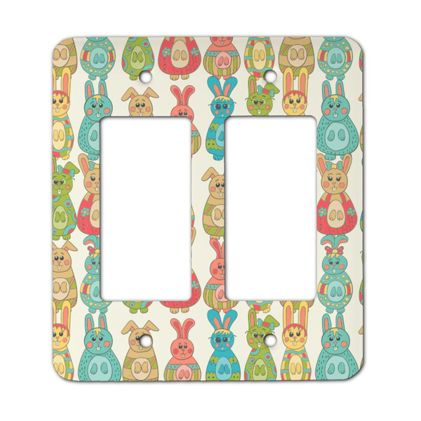 Custom Fun Easter Bunnies Rocker Style Light Switch Cover - Two Switch