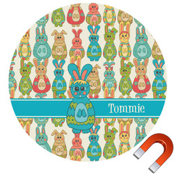 Fun Easter Bunnies Round Car Magnet - 10" (Personalized)