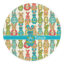 Fun Easter Bunnies Round Stone Trivet (Personalized)