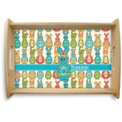 Fun Easter Bunnies Natural Wooden Tray - Small (Personalized)