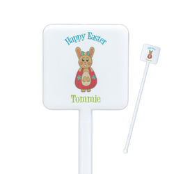 Fun Easter Bunnies Square Plastic Stir Sticks (Personalized)