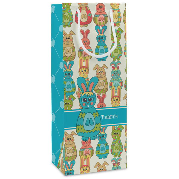 Custom Fun Easter Bunnies Wine Gift Bags - Matte (Personalized)