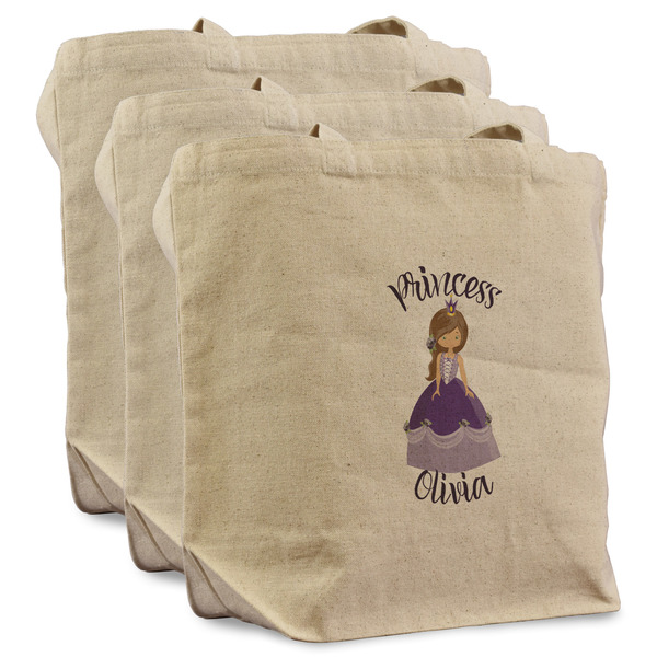 Custom Custom Princess Reusable Cotton Grocery Bags - Set of 3 (Personalized)