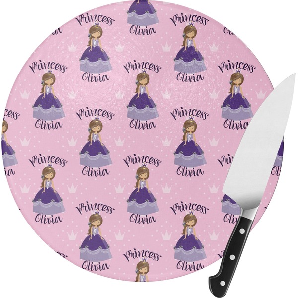 Custom Custom Princess Round Glass Cutting Board - Small (Personalized)