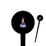 Custom Princess 4" Round Plastic Food Picks - Black - Double Sided (Personalized)