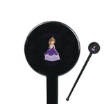 Custom Princess 7" Round Plastic Stir Sticks - Black - Single Sided (Personalized)