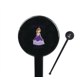 Custom Princess 7" Round Plastic Stir Sticks - Black - Double Sided (Personalized)