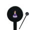 Custom Princess Black Plastic 7" Stir Stick - Round - Closeup