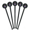 Custom Princess Black Plastic 7" Stir Stick - Round - Fan View