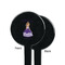 Custom Princess Black Plastic 7" Stir Stick - Single Sided - Round - Front & Back