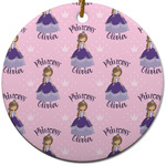 Custom Princess Round Ceramic Ornament w/ Name All Over