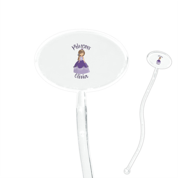 Custom Custom Princess 7" Oval Plastic Stir Sticks - Clear (Personalized)