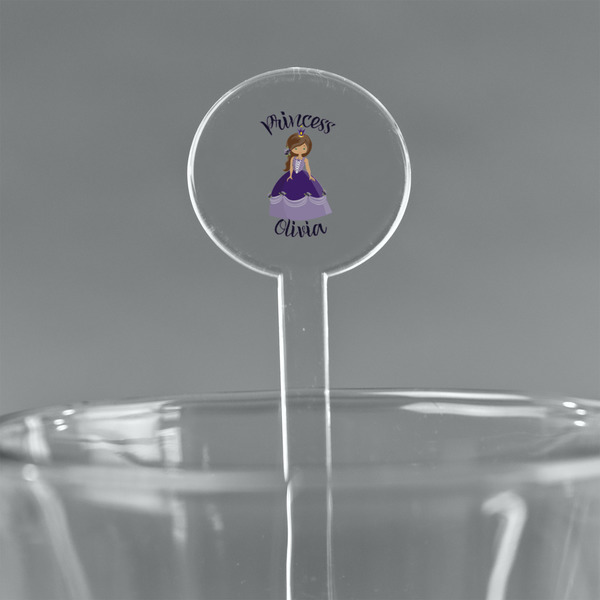 Custom Custom Princess 7" Round Plastic Stir Sticks - Clear (Personalized)