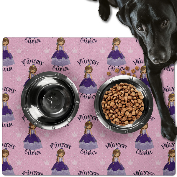 Custom Custom Princess Dog Food Mat - Large w/ Name All Over