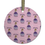 Custom Princess Flat Glass Ornament - Round w/ Name All Over