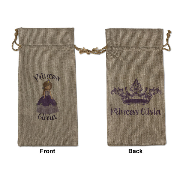 Custom Custom Princess Large Burlap Gift Bag - Front & Back (Personalized)