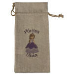 Custom Princess Large Burlap Gift Bag - Front (Personalized)