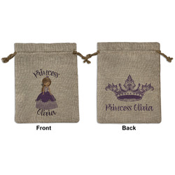 Custom Princess Medium Burlap Gift Bag - Front & Back (Personalized)