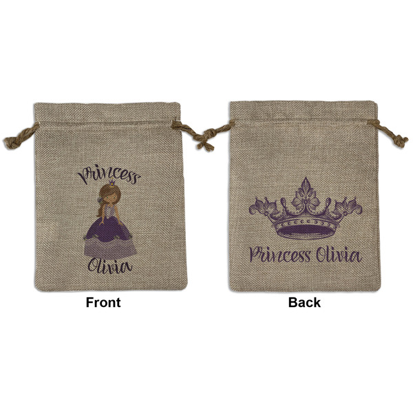 Custom Custom Princess Medium Burlap Gift Bag - Front & Back (Personalized)