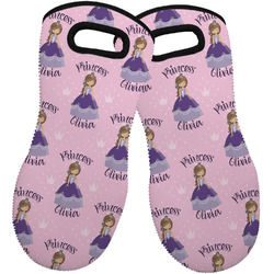 Custom Princess Neoprene Oven Mitts - Set of 2 w/ Name All Over