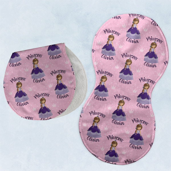 Custom Custom Princess Burp Pads - Velour - Set of 2 w/ Name All Over