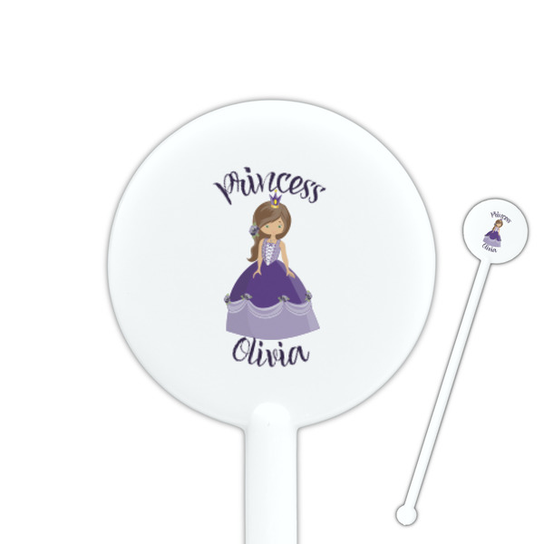 Custom Custom Princess 5.5" Round Plastic Stir Sticks - White - Single Sided (Personalized)