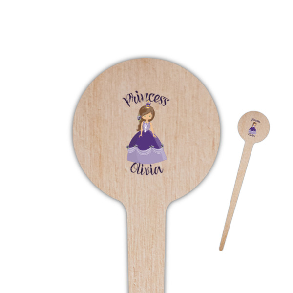 Custom Custom Princess 4" Round Wooden Food Picks - Single Sided (Personalized)