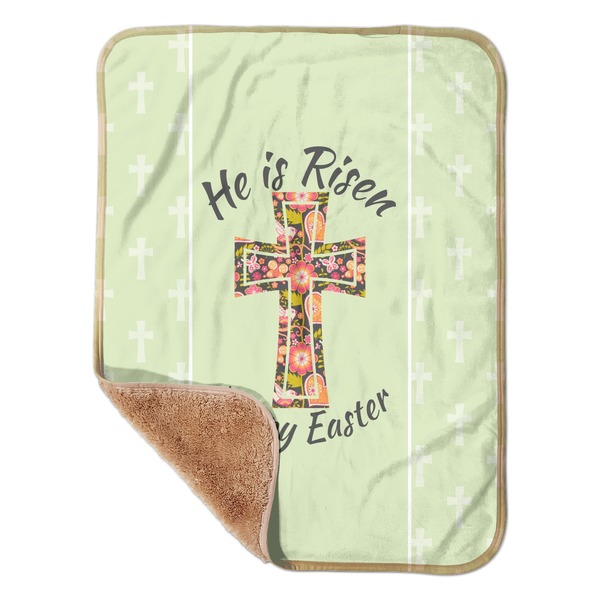 Custom Easter Cross Sherpa Baby Blanket - 30" x 40"