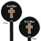 Easter Cross Black Plastic 5.5" Stir Stick - Double Sided - Round - Front & Back