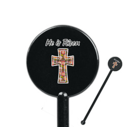 Easter Cross 5.5" Round Plastic Stir Sticks - Black - Single Sided