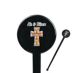 Easter Cross 7" Round Plastic Stir Sticks - Black - Double Sided