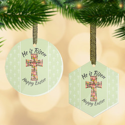 Easter Cross Flat Glass Ornament