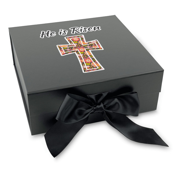 Custom Easter Cross Gift Box with Magnetic Lid - Black