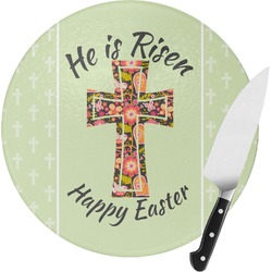 Easter Cross Round Glass Cutting Board - Medium